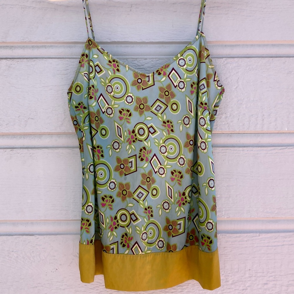 Princesse Tam-Tam 100% Silk Cami Tank Gold Green M